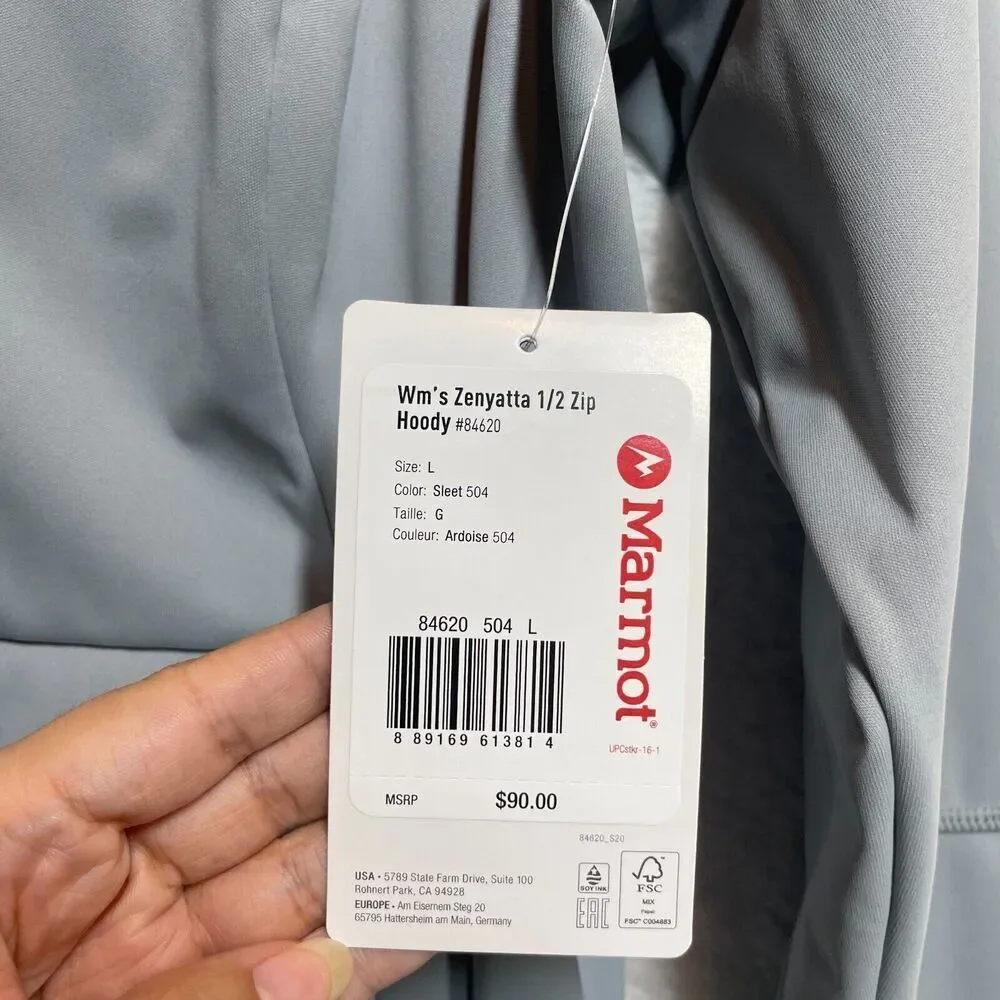 Marmot Womens Zenyatta Hoodie Large Gray Half Zip Softshell Windproof Jacket - Picture 5 of 15